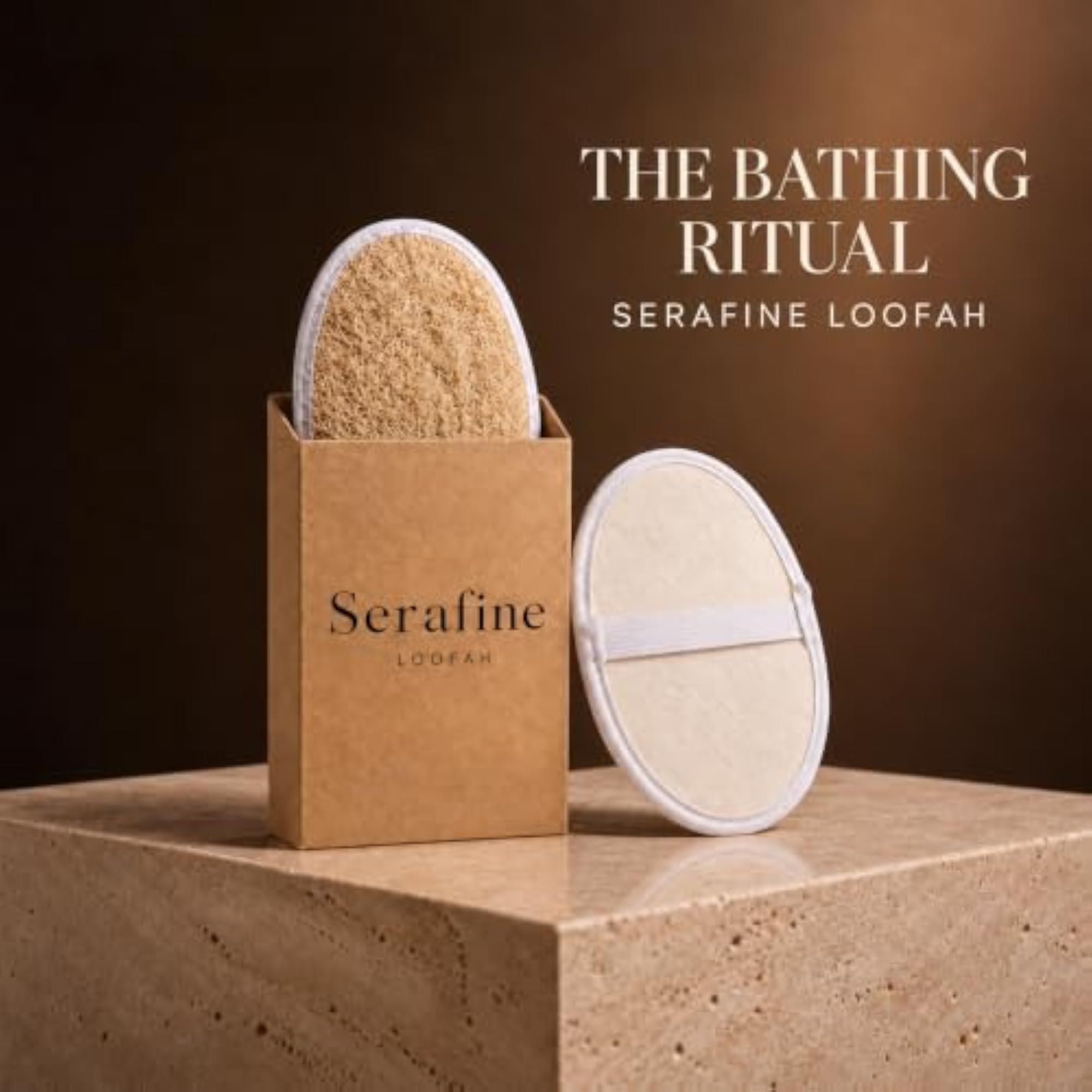 Natural Loofah Exfoliating Body Scrubber Pad With Hand Strap